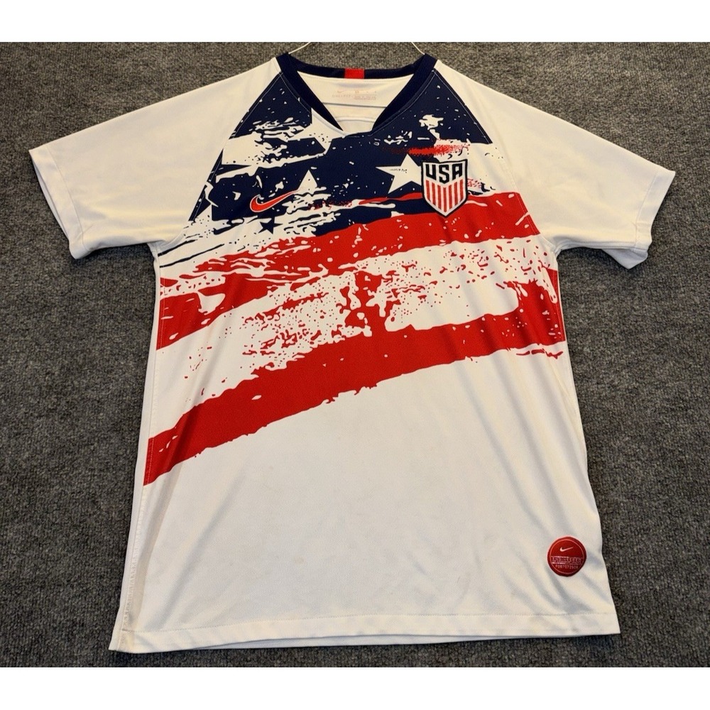 Nike USA Soccer Shirt White Red Blue Dri-FIT USMNT Men's M/L Fit